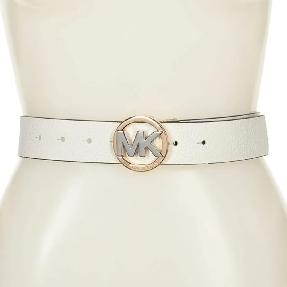 Michael Kors White/Brown Leather Reversible Belt Size L/XL